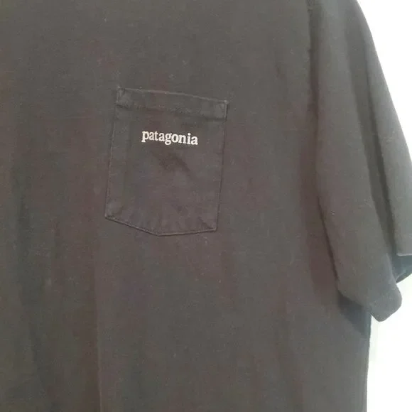 Patagonia Men's T-shirt Large Black Logo Ridge Pocket Responsibili-Tee Outdoors - Picture 4 of 12